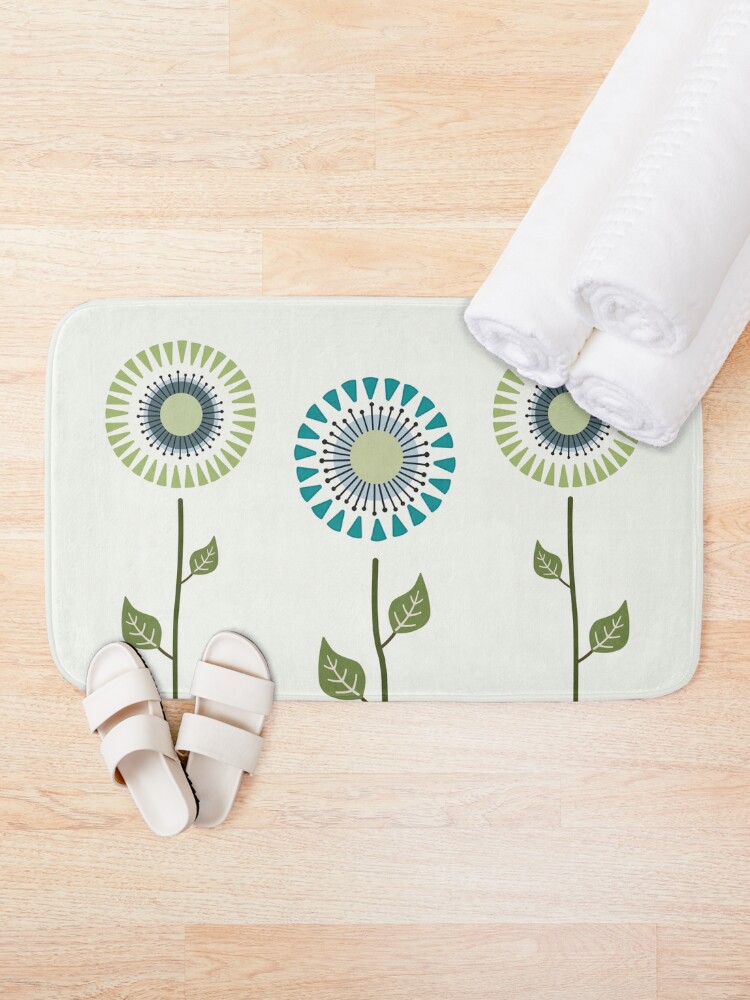 Thumbnail 2 of 6, Bath Mat, Mid Century Modern Flower Design designed and sold by CarlaBaremb.