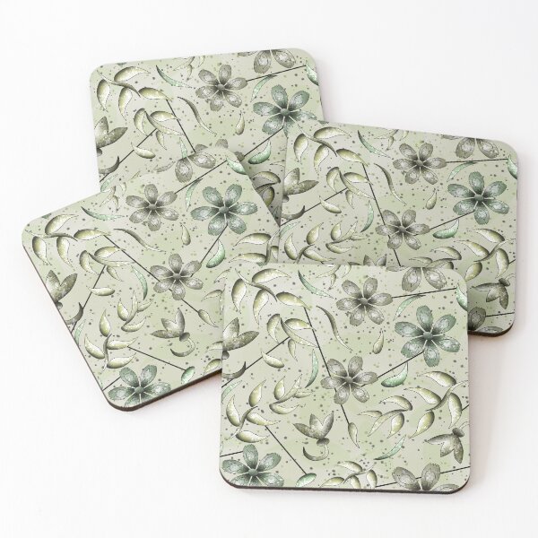 Item preview, Floral elegance: green and yellow blooms on speckles designed and sold by Khaled Shaban Ali.