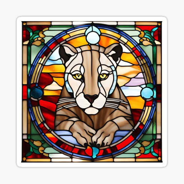 Vista previa del artículo con la obra «Retratos de animales en vidrieras - Panther 9», diseñado y vendido por Visual Arts Sławomir Grzanek.