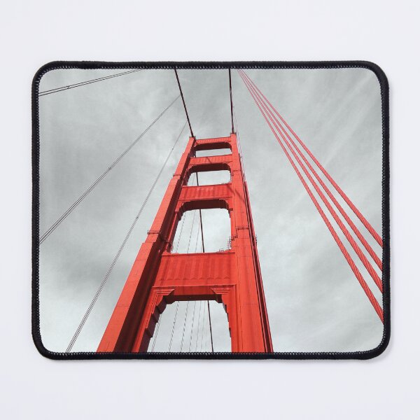 Item preview, Golden Gate Bridge red pop on black and white background. designed and sold by dkaranouh.