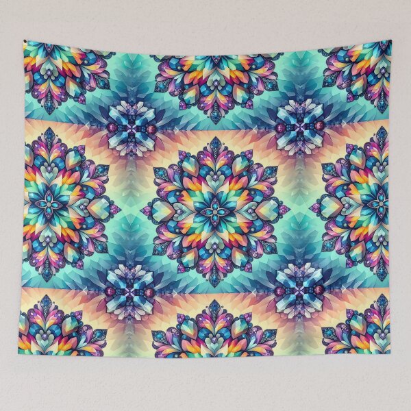 Item preview, Maximalist CGI bright crystal pattern version 2 designed and sold by Inkstorm-London.