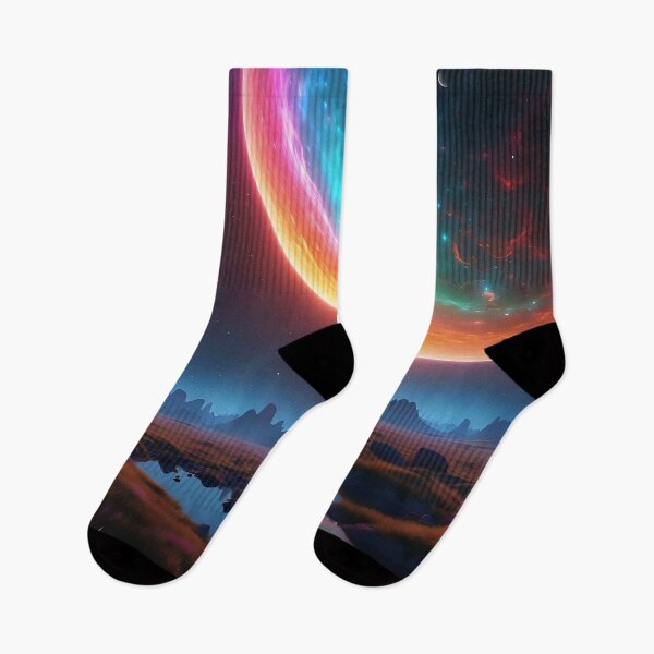 Item preview, Cosmic Swirl: Neon Nebula Over Pastoral Alien Meadows designed and sold by ArtComixHaven.