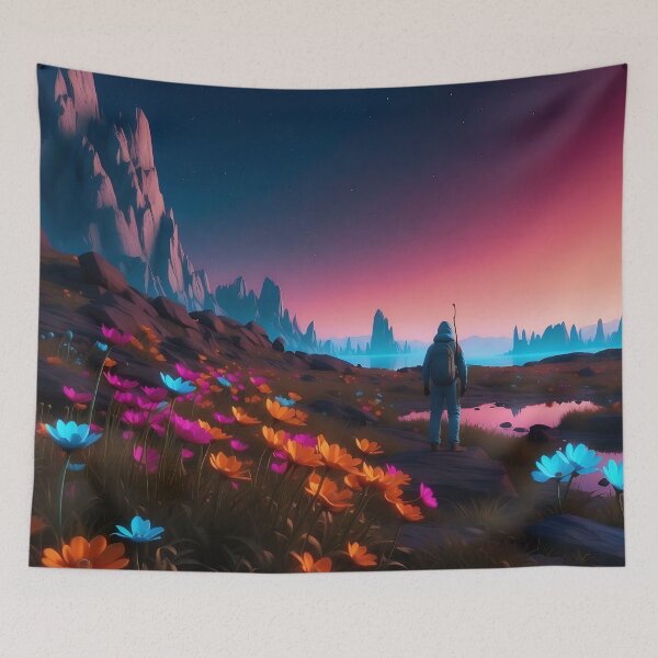 Item preview, Twilight Trek: A Wanderer's Dream in Vivid Hues designed and sold by ArtComixHaven.