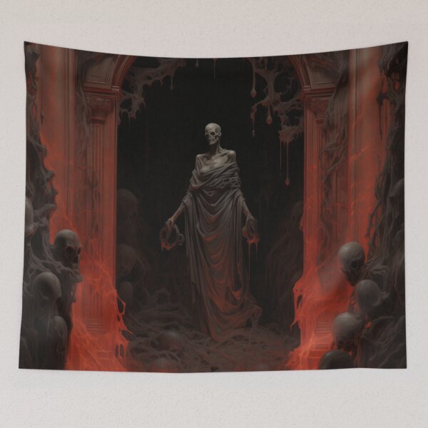 Item preview, Gothic Orange Omen: Draped Skeleton Statue, Hall of Death designed and sold by Rage-Ai.
