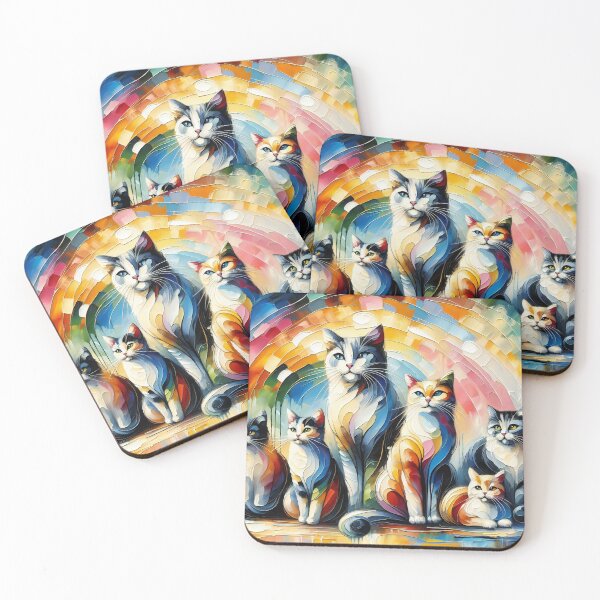 Item preview, Spectrum of Feline Elegance in a Vivid Artistic Ensemble designed and sold by ArtComixHaven.