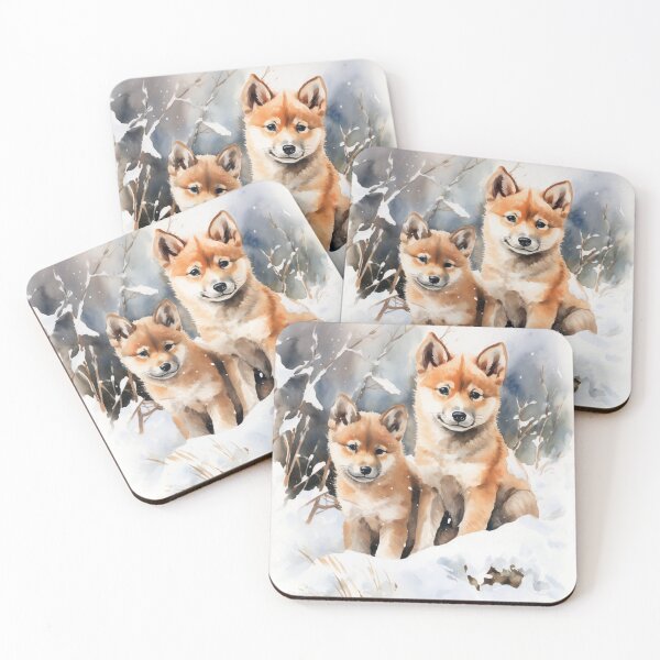 Item preview, Akita Puppies in the Snow (watercolor) designed and sold by Samuelsboro.