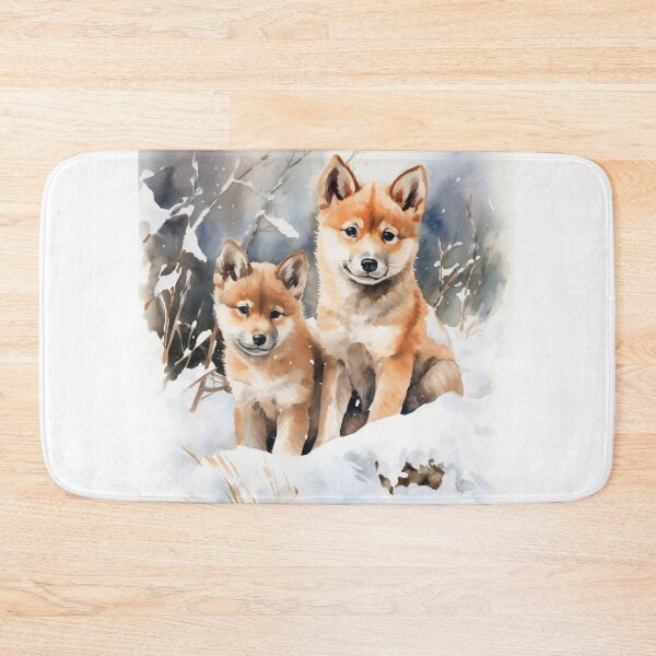 Item preview, Akita Puppies in the Snow (watercolor) designed and sold by Samuelsboro.