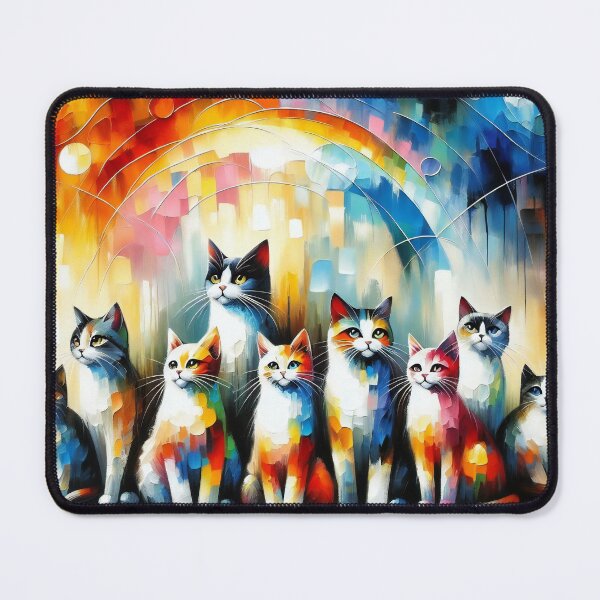 Item preview, A Radiant Array of Felines Against a Rainbow Cascade designed and sold by ArtComixHaven.