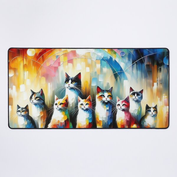 Item preview, A Radiant Array of Felines Against a Rainbow Cascade designed and sold by ArtComixHaven.
