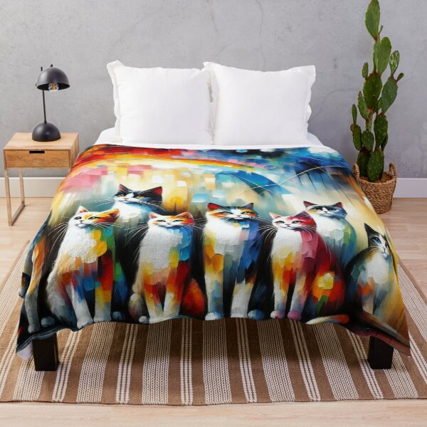 Item preview, A Radiant Array of Felines Against a Rainbow Cascade designed and sold by ArtComixHaven.