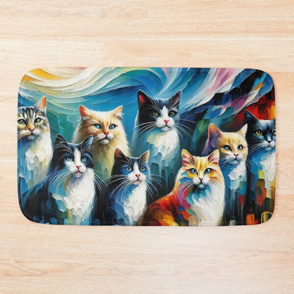 Item preview, Whimsical Felines Basking in Swirling Rainbow Delight designed and sold by ArtComixHaven.