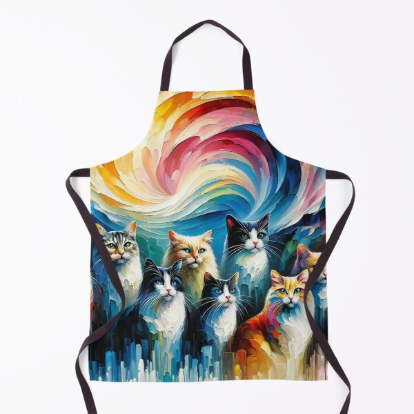 Item preview, Whimsical Felines Basking in Swirling Rainbow Delight designed and sold by ArtComixHaven.