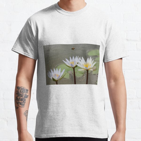 Bee Flying Over Waterlilies Classic T-Shirt