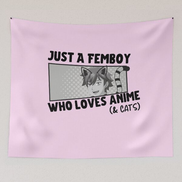 Item preview, Femboy Anime Tee, Fem Boy Clothing, Cats Shirt, Just a Femboy Who Loves Anime T-Shirt designed and sold by CloverAnnie.
