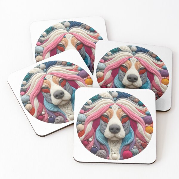Item preview, Furry Colorful Dog Illustration Wool designed and sold by GALUMARKET.