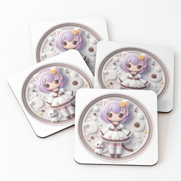 Item preview, Kawaii Girl Cat Illustration Otaku Felt Wool designed and sold by GALUMARKET.