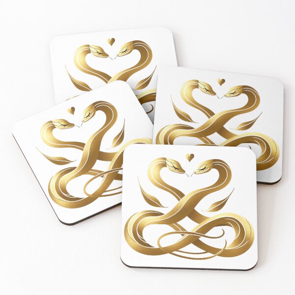 Item preview, "Gilded Serpentine Love: Illustration of Affectionate Snakes in Stylish Embrace" designed and sold by zzz888.
