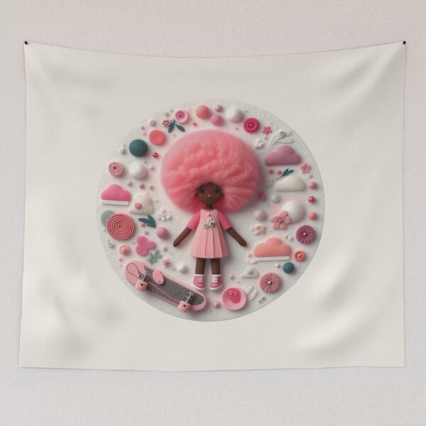 Item preview, Pink Haired Manga Girl Illustration Wool Felt designed and sold by GALUMARKET.