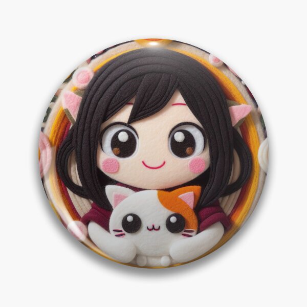 Item preview, Kawaii Manga Girl Cat Wool Felt Colorful designed and sold by GALUMARKET.