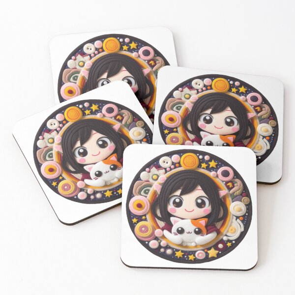 Item preview, Kawaii Manga Girl Cat Wool Felt Colorful designed and sold by GALUMARKET.
