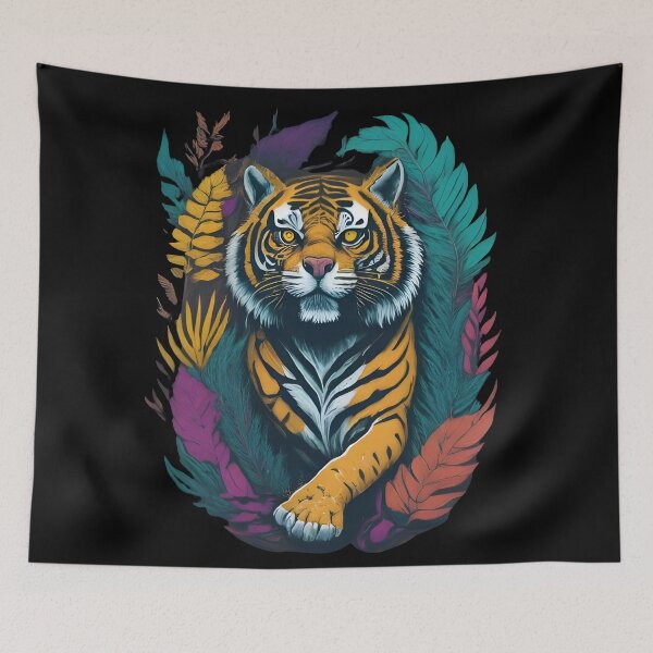 Item preview, Majestic Tiger Amidst Vibrant Foliage: An Exquisite Jungle Artwork designed and sold by Designowner.