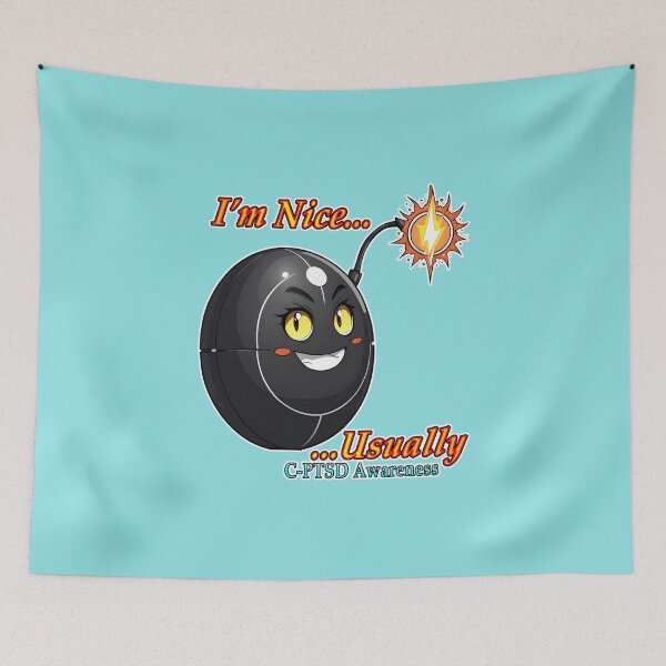 Item preview, I'm Nice Usually C-PTSD Awareness Cartoon Bomb designed and sold by Rogue Wizard.
