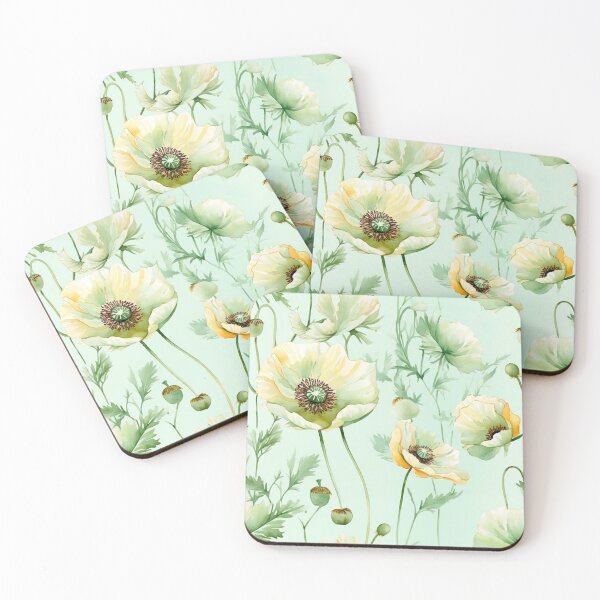 Item preview, Cottagecore Green Poppies Botanical Floral Pastel Wildflowers designed and sold by fluffstuffgifts.