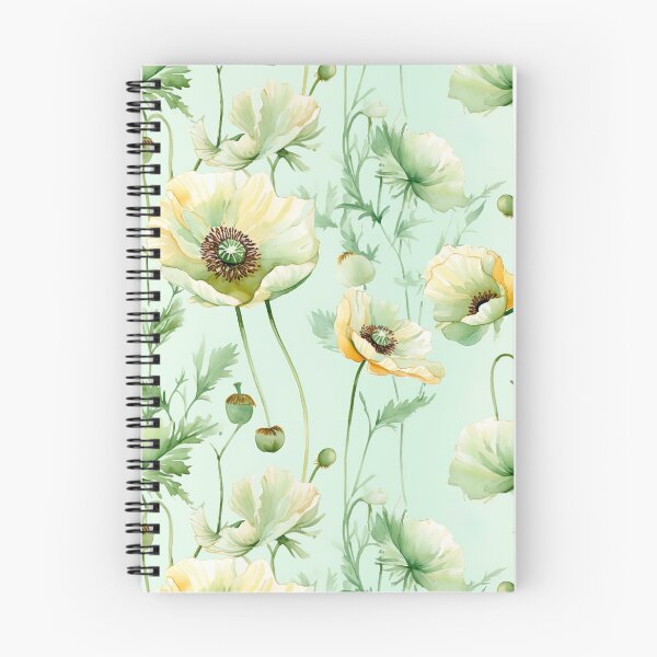 Artikelvorschau, Cottagecore Grüne Mohnblumen, botanische, florale, pastellfarbene Wildblumen entworfen und verkauft von fluffstuffgifts.