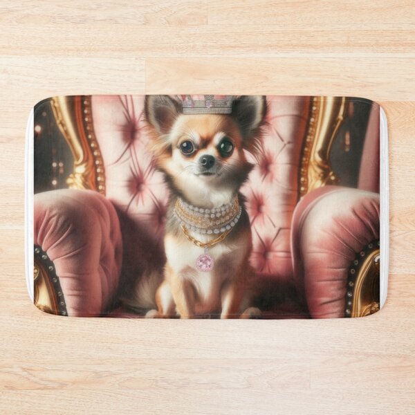 Item preview, Chihuahua Regal Queen on throne dog portrait designed and sold by CritterManiaUK.