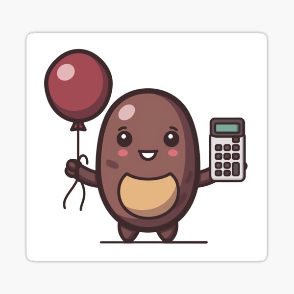 Coffee ground bean with a graphing math calculator Sticker