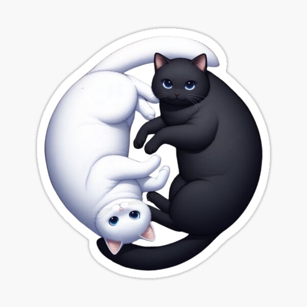 Yin- und Yang-Katzen-Anime Sticker
