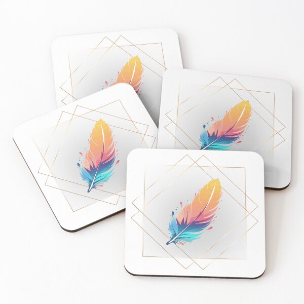 Item preview, Feather with geometric squares designed and sold by Heatheraelawson.