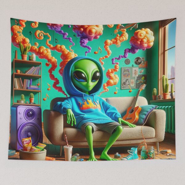 Item preview, Trippy Alien Chill Zone - Psychedelic Hoodie Art designed and sold by StonerAlienShop.
