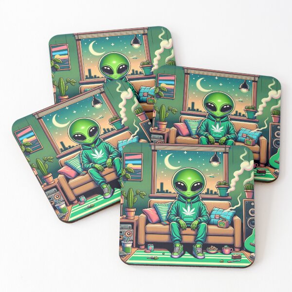 Item preview, Intergalactic Chill Session - Psychedelic Stoner Art High Resolution designed and sold by StonerAlienShop.