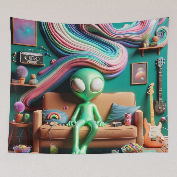 Item preview, Melodic Alien Retreat - Claymation Style Art High Resolution designed and sold by StonerAlienShop.