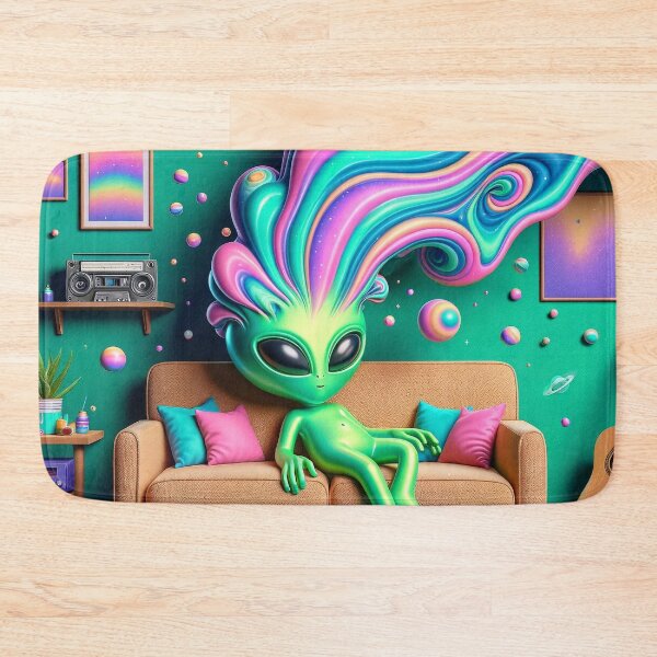 Item preview, Galactic Dreamer - Psychedelic Alien Lounge Art High Resolution designed and sold by StonerAlienShop.