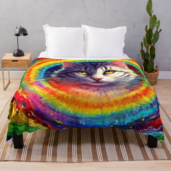 Item preview, White Tiger Cat In the Rainbow designed and sold by TheDarkWardrobe.