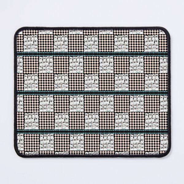 Item preview, Puppy Pugs Frenchies and a Sneaky Kitty Checkered Peachy Diamond Pattern designed and sold by LivingRoomZoo.