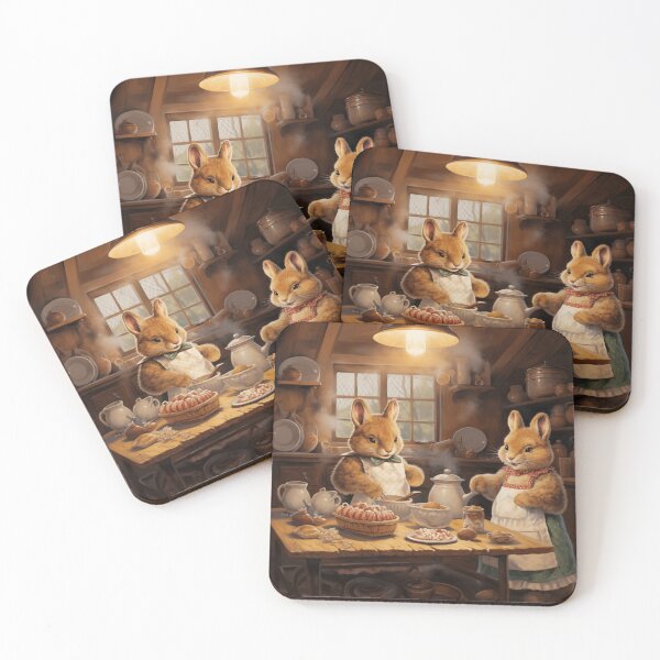 Item preview, Two rabbits are cooking at home designed and sold by WarmHeartedArt.