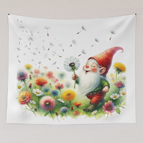 Item preview, gnome blowing flower spring designed and sold by jinmommyonline.
