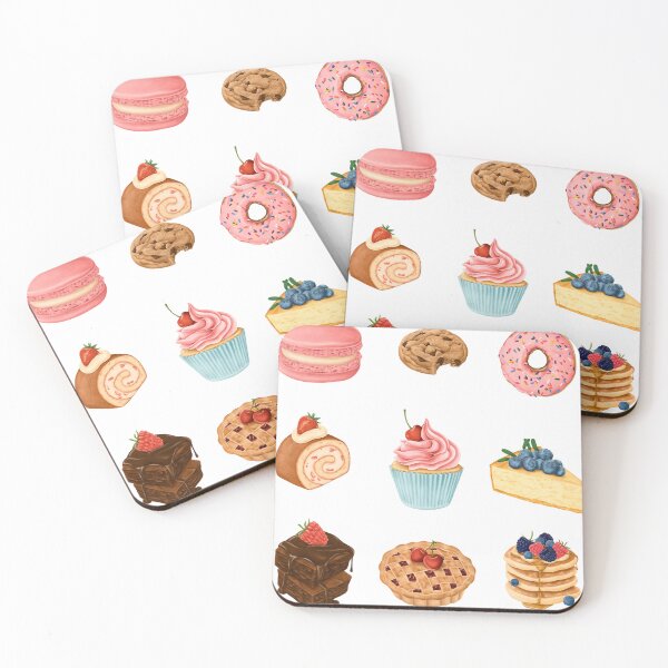 Item preview, Dessert Illustrations Macaron Cookie Donut Cake Pie Pancakes Brownie Fudge designed and sold by emilylukas.