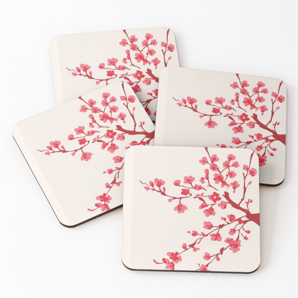 Aperçu de l'œuvre Illustration florale de fleurs de cerisier sur fond blanc créée et vendue par TheRedPixels.