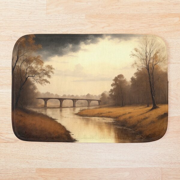 Artikelvorschau, Vintage-Gemälde einer Brückenlandschaft entworfen und verkauft von TheRedPixels.