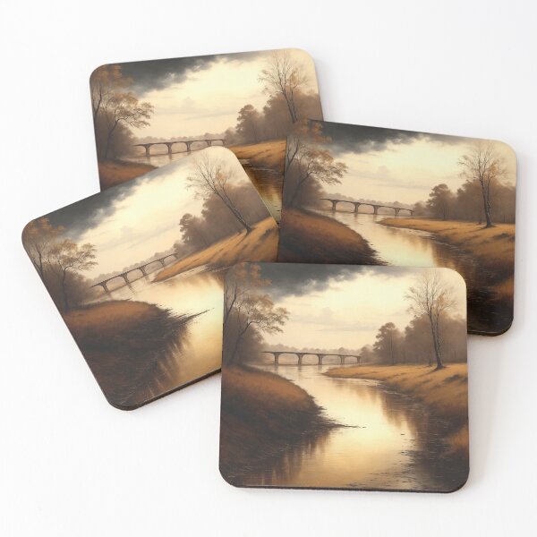Item preview, Vintage Painting of Bridge Landscape designed and sold by TheRedPixels.