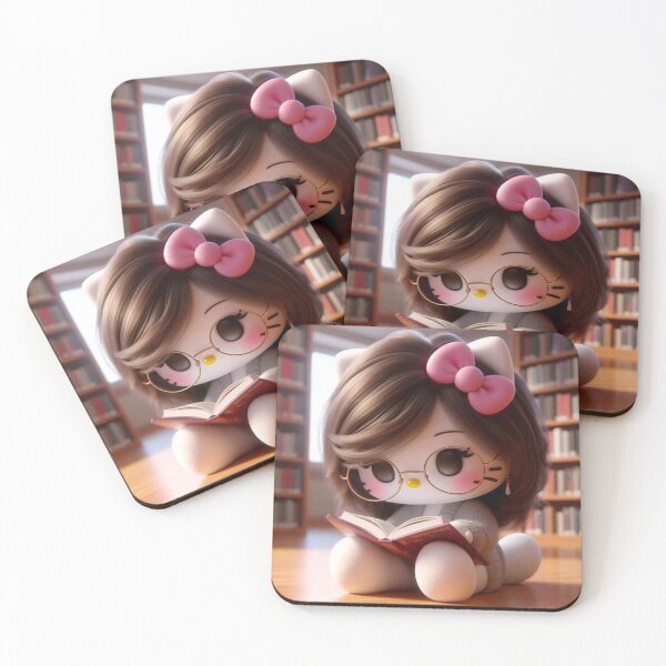 Item preview, Kawaii Kitty Studying in the Library designed and sold by ArtisStudio.
