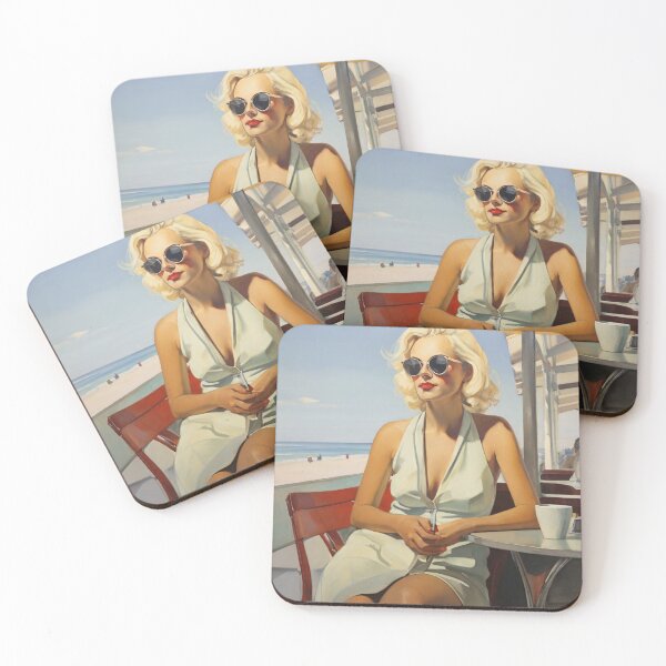 Item preview, Painting of a woman in a beach cafe designed and sold by Working-Woman.