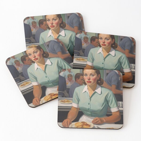 Item preview, Painting of a woman in a diner designed and sold by Working-Woman.