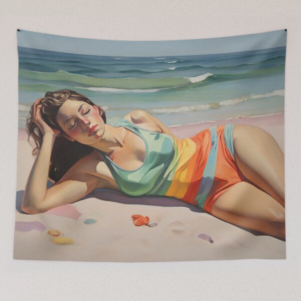 Item preview, Painting of a woman on the beach designed and sold by Working-Woman.