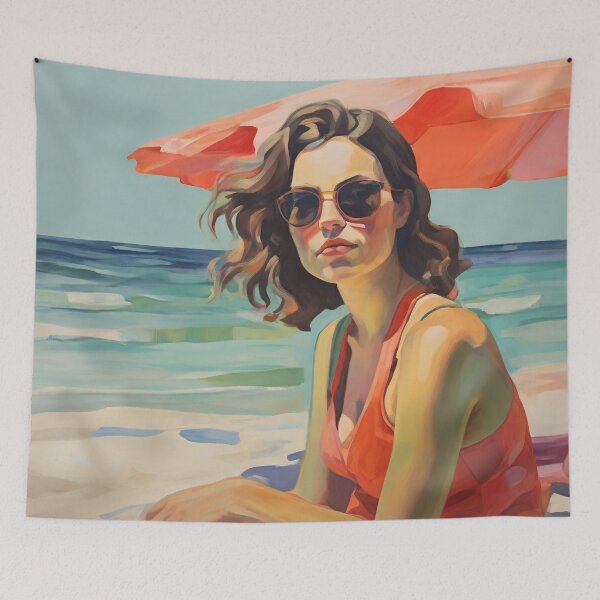 Item preview, Painting of a woman on the beach designed and sold by Working-Woman.