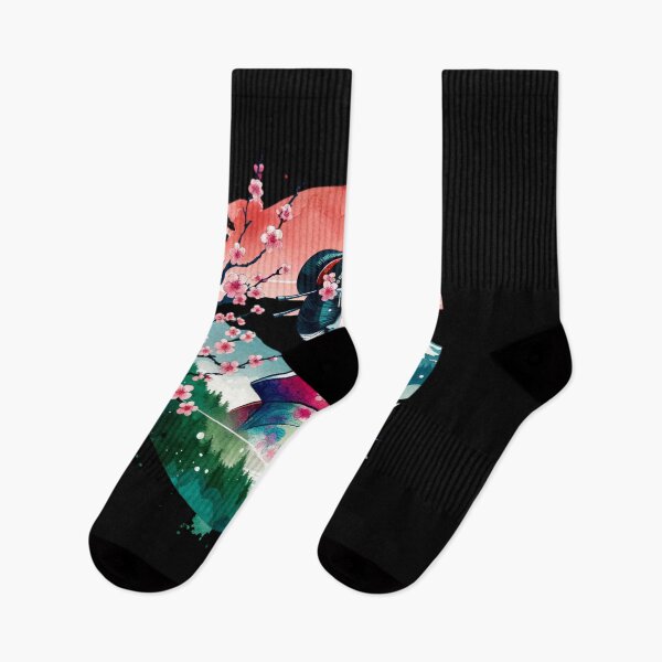 Item preview, Japanese landscape with geisha, cherry blossoms, modern style designed and sold by Pflugart.
